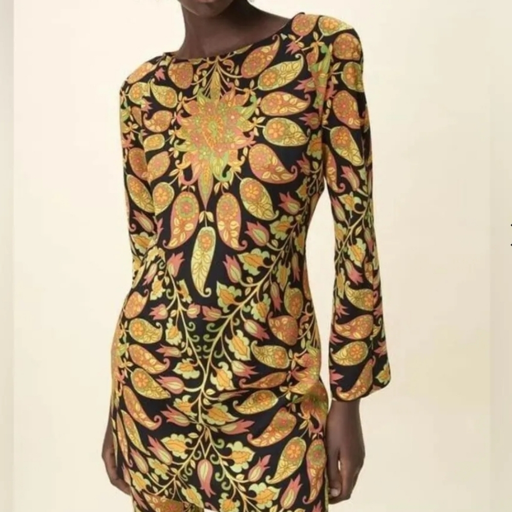 ZARA PAISLEY RETRO MINI DRESS WOMEN' SIZE XS NWT